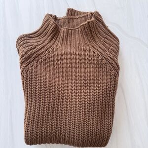 Men’s Up West Brown Rib Knit Fisherman Sweater Size Med